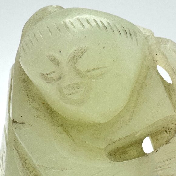 Jade Carved Chinese Diety Figurine Rustic Stone Antique 19 c - Picture 7 of 10